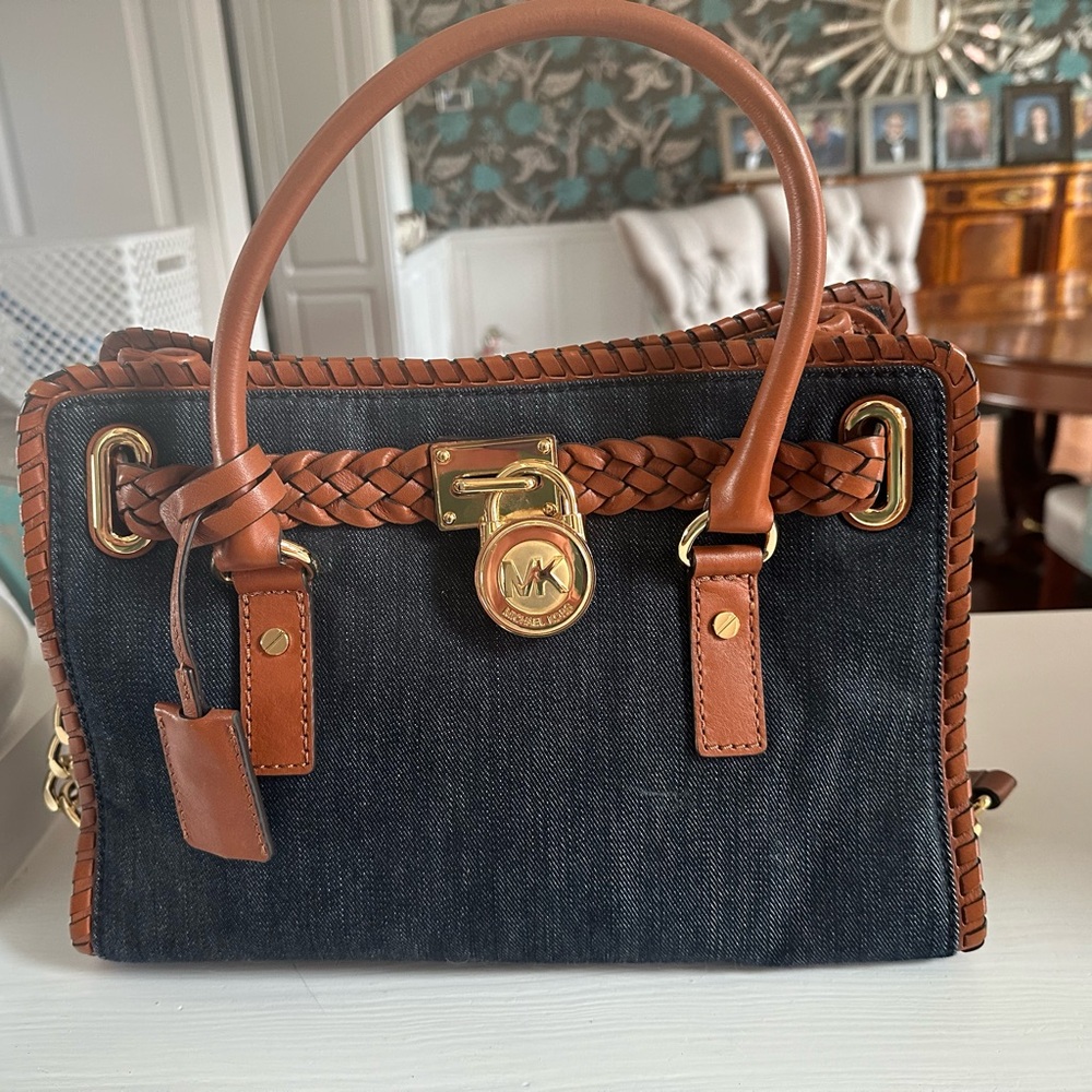 Michael Kors, denim and leather purse